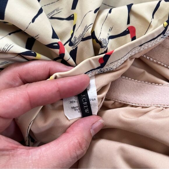 J.Crew Cream All-Over‎ Pattern High Waisted Strapless One-Piece Swimsuit - Picture 4 of 7